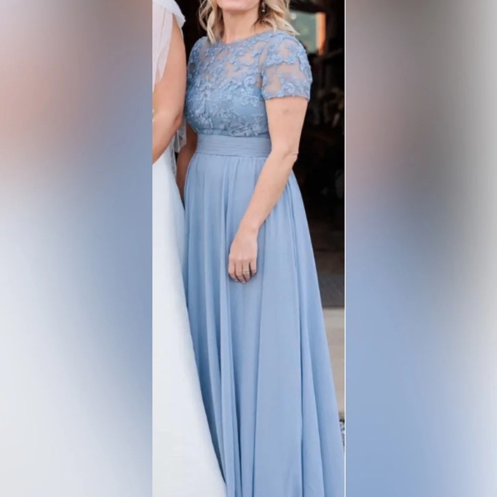 Azazie Dusty Blue size 8, bought new with tags, only worn once, like new. - Picture 5 of 6